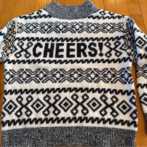 A New Day Target Cheers Black & White Mock Neck Pullover Sweater Womens Sz Small
